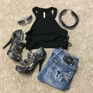 Black Halter Crop Top w/ Side Tie's